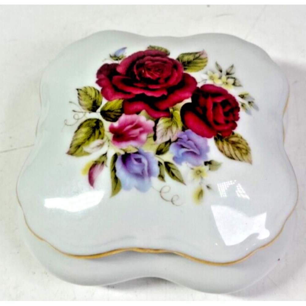 Limoges France Trinket Box Floral Jammet Seignolles Porcelain Porcelaines